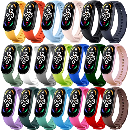 Monuary 20 Piezas Correas Compatible con Xiaomi Mi Band 7 / Mi Band 6 / Mi Band 5 y Amazfit Band 5, Pulseras de Repuesto, TPU, Cómodo de llevar, Longitud Ajustable