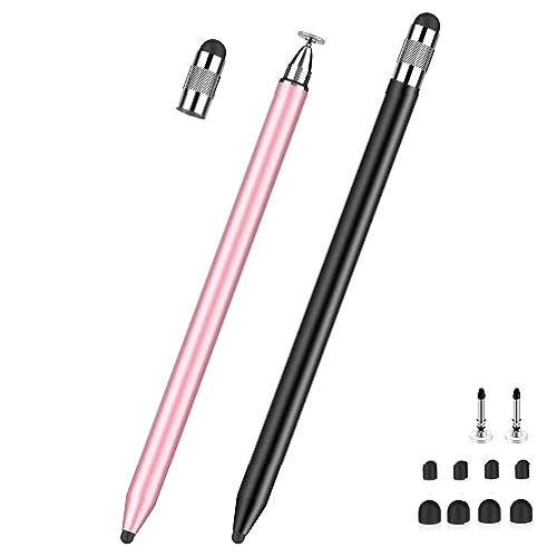 Lapiz para Tablet MEKO 3 en 1 Lapiz para iPad/iPhone/Samsung/Android/iOS, Lapiz Tactil Tablet de Alta Sensibilidad y Precisión con 10 Puntas de Repuesto (Negro + Oro Rosa)