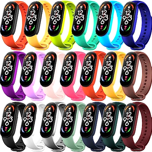 BANGTING 20 Piezas Correas de Recambio Compatibles con Xiaomi Mi Band 7 / 6 / 5 y Amazfit Band 5, (20 Colores)