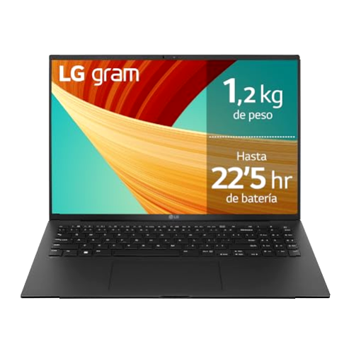 LG Gram 16Z90R-E.AD75B - Ordenador Portátil Ultraligero, 16 pulgadas, 1.2kg, 16:10 IPS, Intel CORE i7 13ª gen, 32GB RAM, 512GB SSD NVMe, Win 11, NVIDIA Geforce RTX 3050, Teclado ESP, Negro