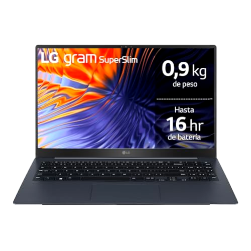 LG Superslim 15Z90RT-G.AA75B - Ordenador Portátil Ultraligero, 15.6 pulgadas OLED FHD (16:9), 990gr, Intel CORE i7 13ª gen, 16GB RAM, 512GB SSD NVMe, Windows 11, Teclado ES, Color Azul