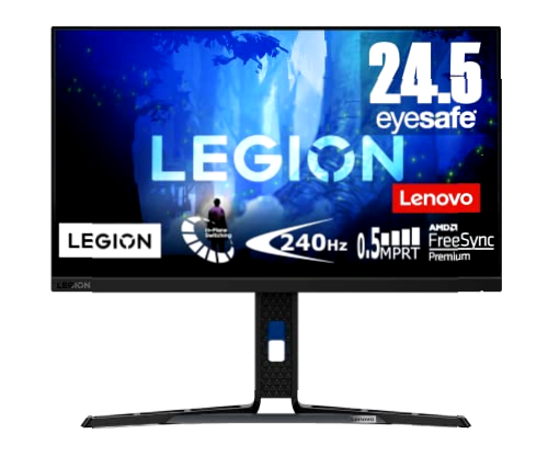 Lenovo Legion Y25-30 - Monitor Gaming eSports 24.5'' (Fast IPS, 240Hz, 0.5 MPRT, HDMI+DP, Cables DP y USB A a B, FreeSync Premium, HDR400, Altavoces) - Ajuste de inclinación/altura/giro/pivot - Negro